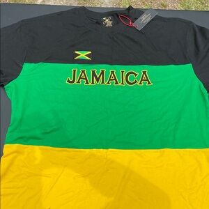 Mens 4xl Jamaica Colorblock Short Sleeve Tee - Black/Green/Yellow